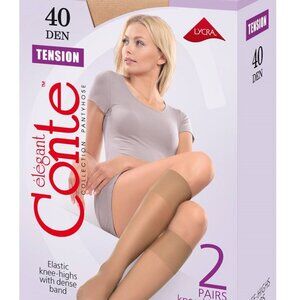 Conte Tension 40 Den - Tight Classic Knee-Highs for Women - 2 Pairs (Pack) (8С-2